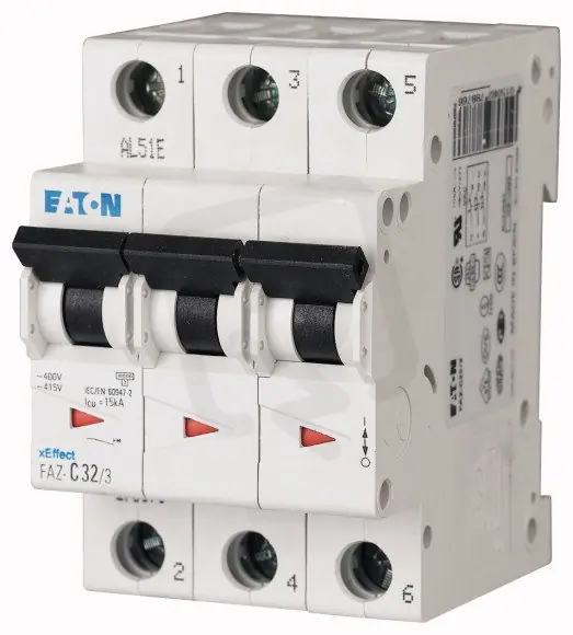FAZ-C15/3 Jistič FAZ char C 3-pólový 15A 15kA (ČSN EN 60947-2) Eaton 278872 Novinka