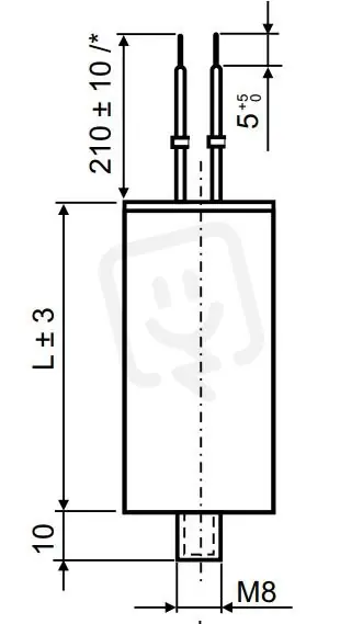 Světelný kompenzační kondenzátor 20uF dráty 210mm patní šroub M8 LCP0200021 Nakupujte Hned