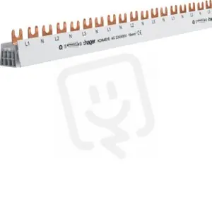 Omezená Nabídka Hřebenová přípojnice 3P+N, 16mm2/1m pro 28ks 1+N (L1+N,L2+N,L3+N) HAGER KDN451E