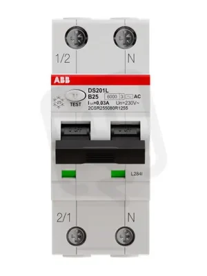 Super Cena ABB DS201 B25 AC30 kombinace jistič/chránič 2P (1P+N) 25A 30mA B 6kA AC