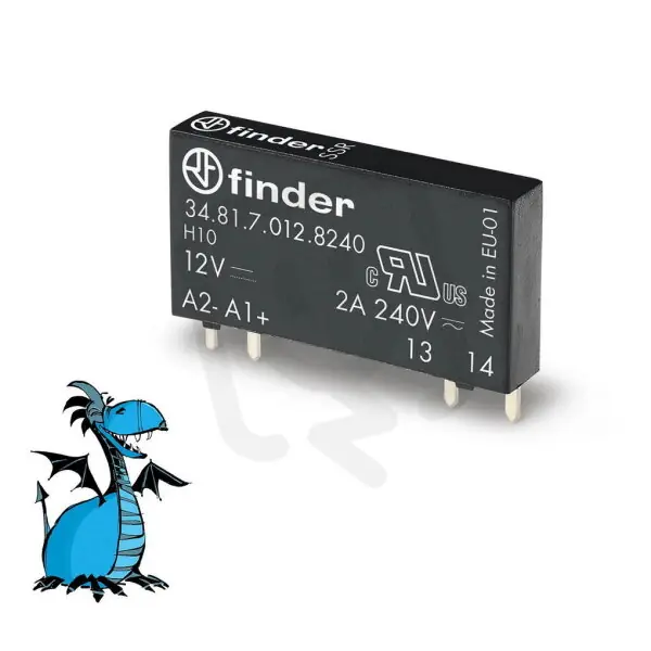 Vysoce Kvalitní Úzké relé, DIN/PS, 1Z/230V 2A, 12V DC, SSR FINDER 34.81.7.012.8240