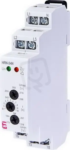 Monitorovací relé přepětí a podpětí HRN-54N 1xCO 8A 230VAC/3x400VAC 0,5s/0,1-10s Tovární Cena
