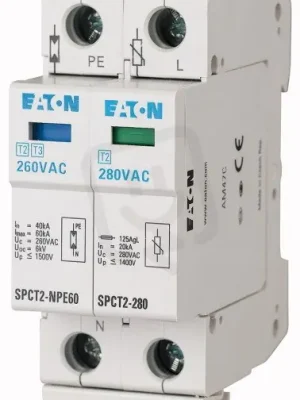 SPCT2-280-1+NPE Svodič přepětí třídy T2 (II C) modulový 1+Npól Un=280V 167619 Časově Omezené