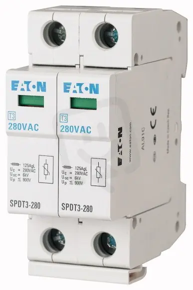 Nízká Cena SPDT3-280/2 Svodič přepětí třídy T3 (III D) modulový 2pól s lištou EATON 170485