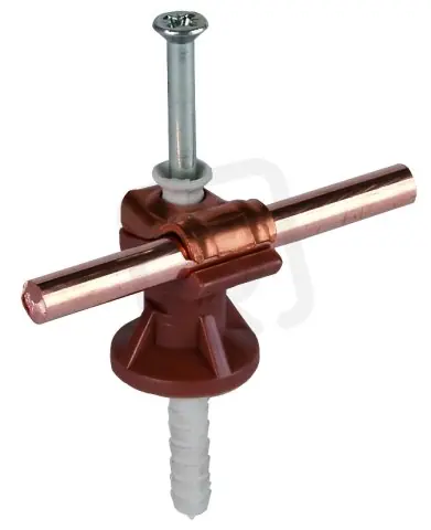 Zlevněný Podpěra vedení DEHNfix Cu/plast šedý d6-10mm H30mm s natloukací hmoždinkou 8x47