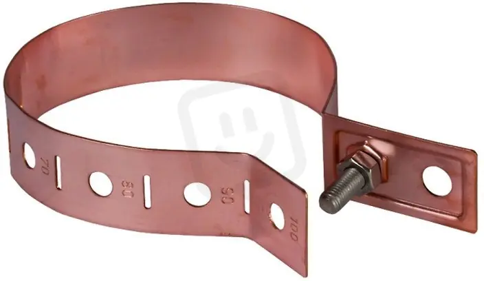 Nejprodávanější Třmen na okapovou rouru D 60-150mm, Cu s otvorem pro připojení D 10,5mm