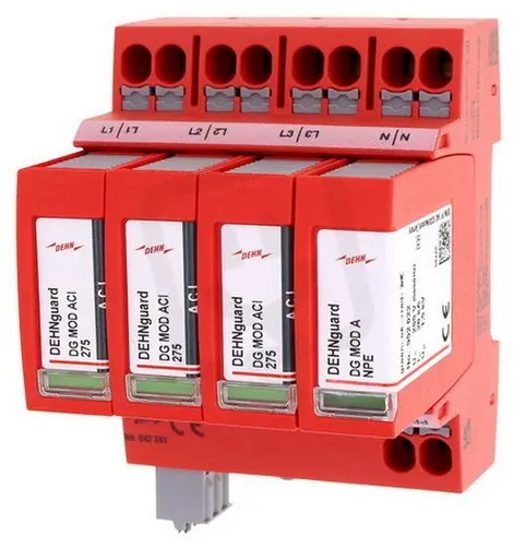 Rychlé Dodání Svodič přepětí typ 2 DEHNguard MP 4pól Uc 275V pro TT- a TN-S 942341