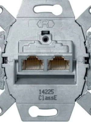 Ověřený Zásuvka datová, 2x RJ 45, FTP, Cat.6/ Class E, modul přístroje HAGER WDF410866