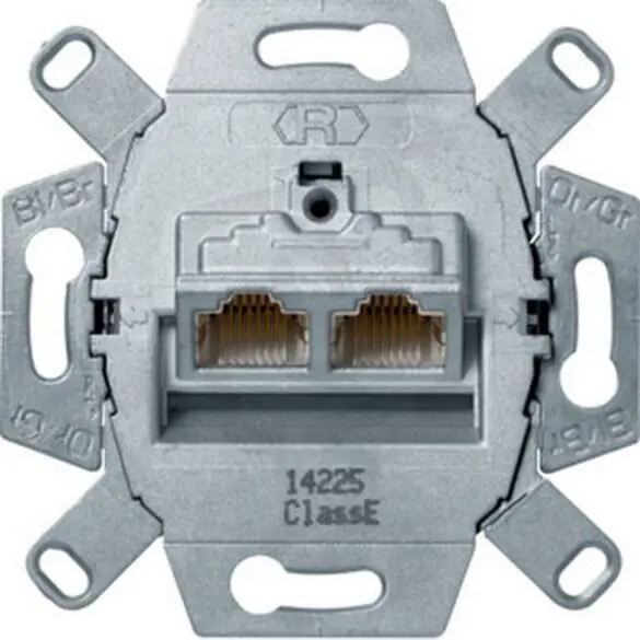 Ověřený Zásuvka datová, 2x RJ 45, FTP, Cat.6/ Class E, modul přístroje HAGER WDF410866