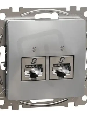 Akční Cena Sedna D/E Datová zásuvka 2xRJ45 kat. 6A STP, Aluminium SCHNEIDER SDD113467S