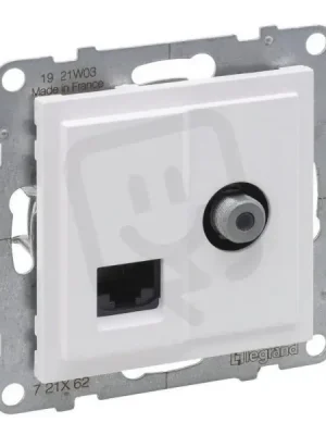 SUNO BÍLÁ KOMBINOVANÁ TV S ‘‘F‘‘ KONEKTOREM + DATOVÁ ZÁSUVKA RJ45 CAT.6 UTP Cenově Výhodný