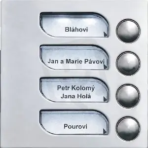 Tesla Stropkov 4FN 231 03.5/F Modul 4 tlač. se 4 jmenovkami 2-BUS KARAT (nerez) Pouze Dnes