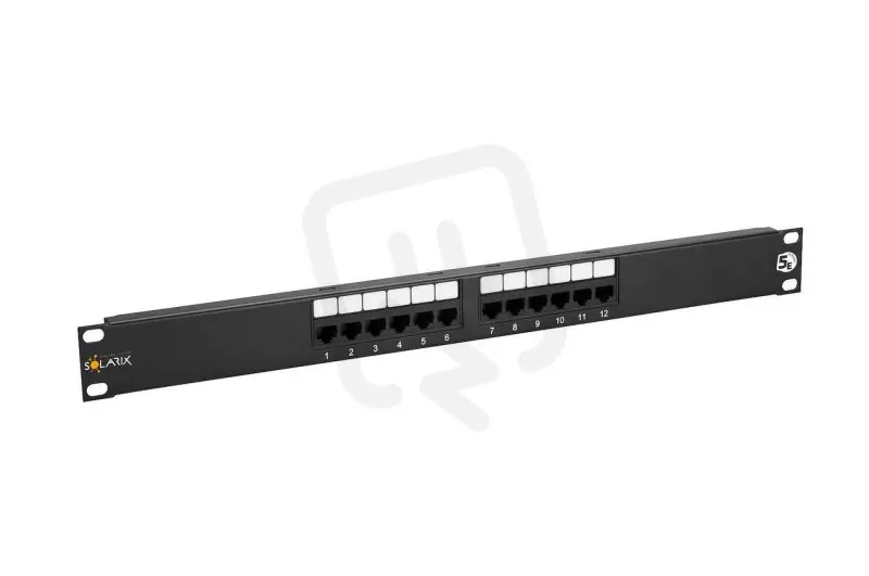 Výhodná Nabídka 19" Patch panel 12 x RJ45 CAT5E UTP 150 MHz černý 1U SOLARIX 24000120
