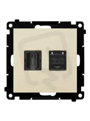 Kup Teď Zásuvka HDMI + datová RJ45 kat. 6 (přístroj s krytem) champagne matná