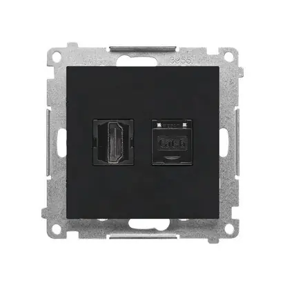 Jen Po Omezenou Doba Zásuvka HDMI + datová RJ45 kat. 6 (přístroj s krytem) černá matná
