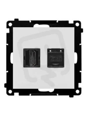 Zásuvka HDMI + datová RJ45 kat. 6 (přístroj s krytem) světle šedá matná Jen Po Omezenou Doba