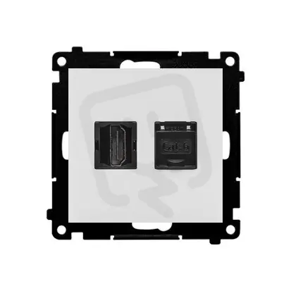 Zásuvka HDMI + datová RJ45 kat. 6 (přístroj s krytem) světle šedá matná Jen Po Omezenou Doba