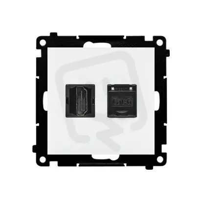 Zásuvka HDMI + datová RJ45 kat. 6 (přístroj s krytem) bílá matná Vysoce Kvalitní