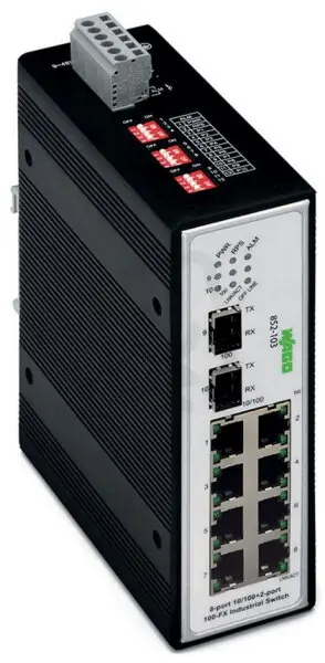 Víkendová Akce Průmyslový switch 8 portů 100Base-TX 2 sloty 100Base-FX černá WAGO 852-103