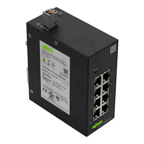 Speciální Cena Průmyslový switch ECO, 8 portů 100Base-TX, Černá WAGO 852-112/000-001