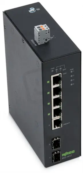 Průmyslový switch ECO 5 portů 1000Base-T 2 sloty 1000BASE-SX/LX WAGO 852-1417 Vysoce Kvalitní