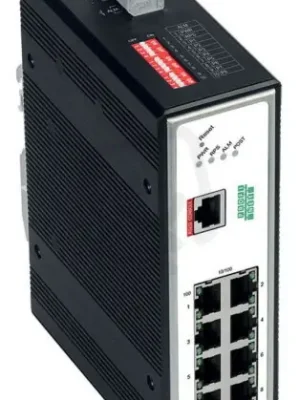 Průmyslový konfigurovatelný switch, 8 portů 100Base-TX, PROFINET, Kovově černá Značkový