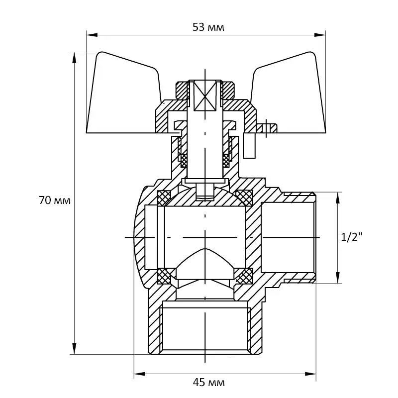 Tovární Cena Kulový kohout motýl, rohový, červený, KR.208 1/2"FM KR.208 1/2"FM