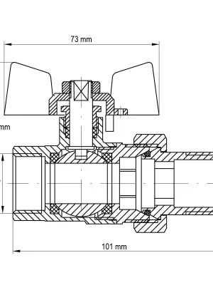 Akce Kulový kohout se šroubením, přímý, motýl, červený, KR.227 1"FM KR.227 1"FM