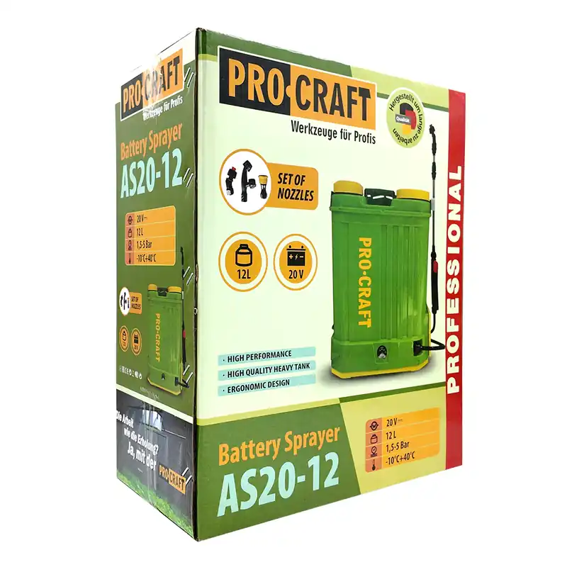 AKU postřikovač Procraft AS20-12 sada s baterií 20V 2Ah a nabiječkou SAS20-12/20-2A/20-1 Akční Nabídka