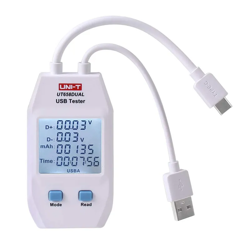 Rychlé Dodání UNI-T UT-658D USB Tester s měřením kapacity s USB-C a USB-A