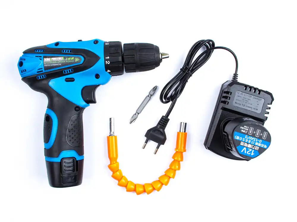 Levný Aku vrtací šroubovák Powertools 12V Li-Ion + 2 baterie