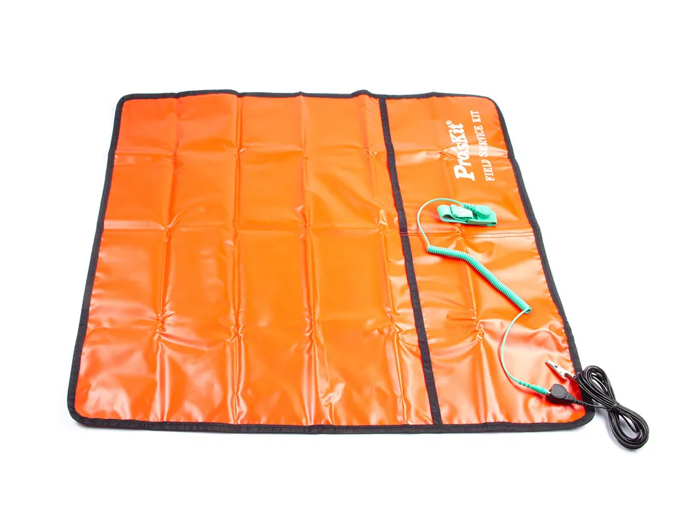 Servisní ESD podložka přenosná 8PK-AS07-1 s uzemňovacím kolíkem a náramkem 65x60cm červená Hit Sezóny