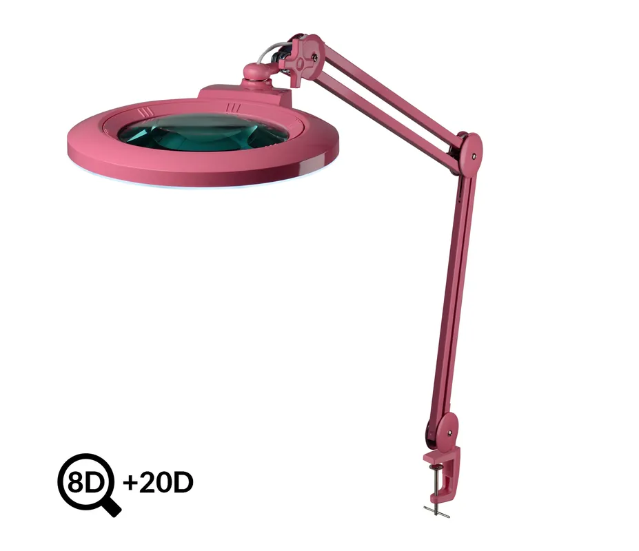 Vysoce Kvalitní Růžová kosmetická LED lampa s lupou IB-178, průměr 178mm, 8D+20D