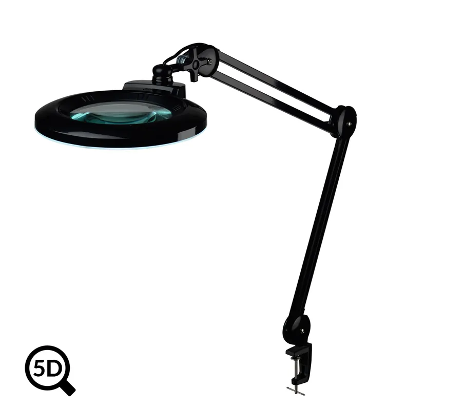 Černá pracovní lampa s lupou IB-150 s regulací jasu, 5D Rychlé Dodání