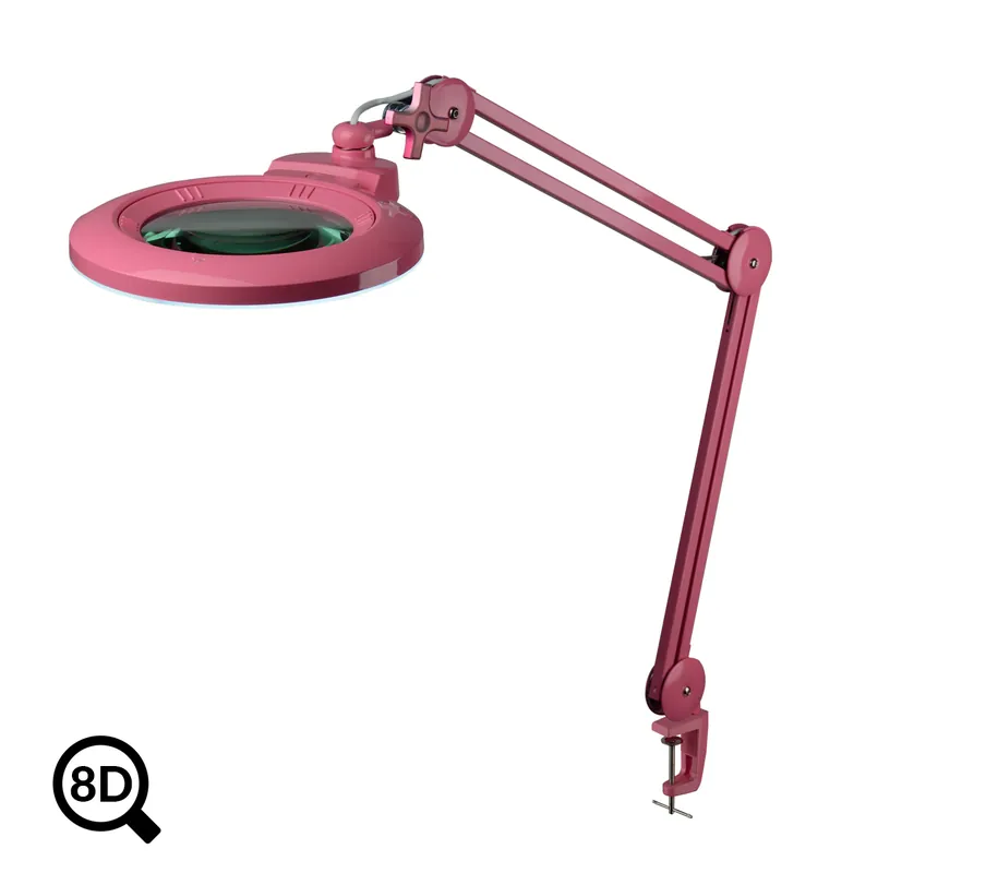 Růžová kosmetická lampa s lupou IB-150, průměr 150mm, 8D Vysoce Kvalitní