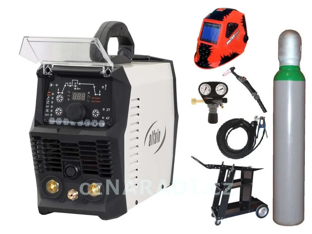 Pouze Dnes PERUN 160 T HF PULSE + kabely 25/3m + TIG hořák + PANTERMAX 2000 + ventil + lahev + vozík